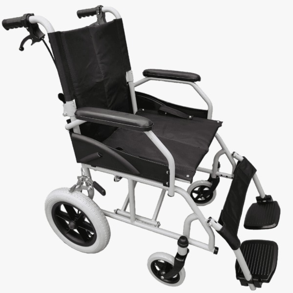 Silla de ruedas de transporte gris