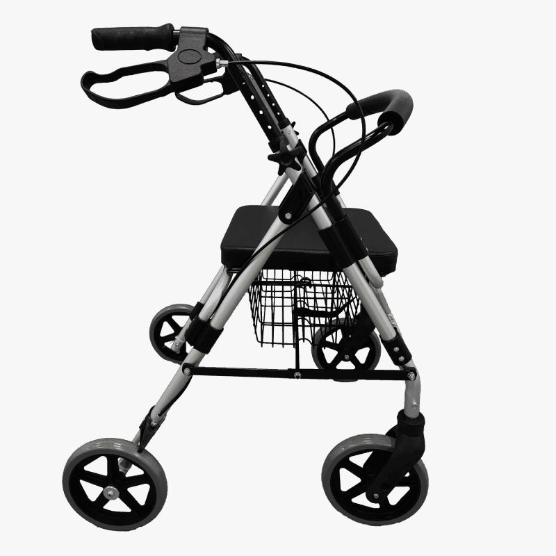 Caminador de 4 ruedas con asiento, gris
